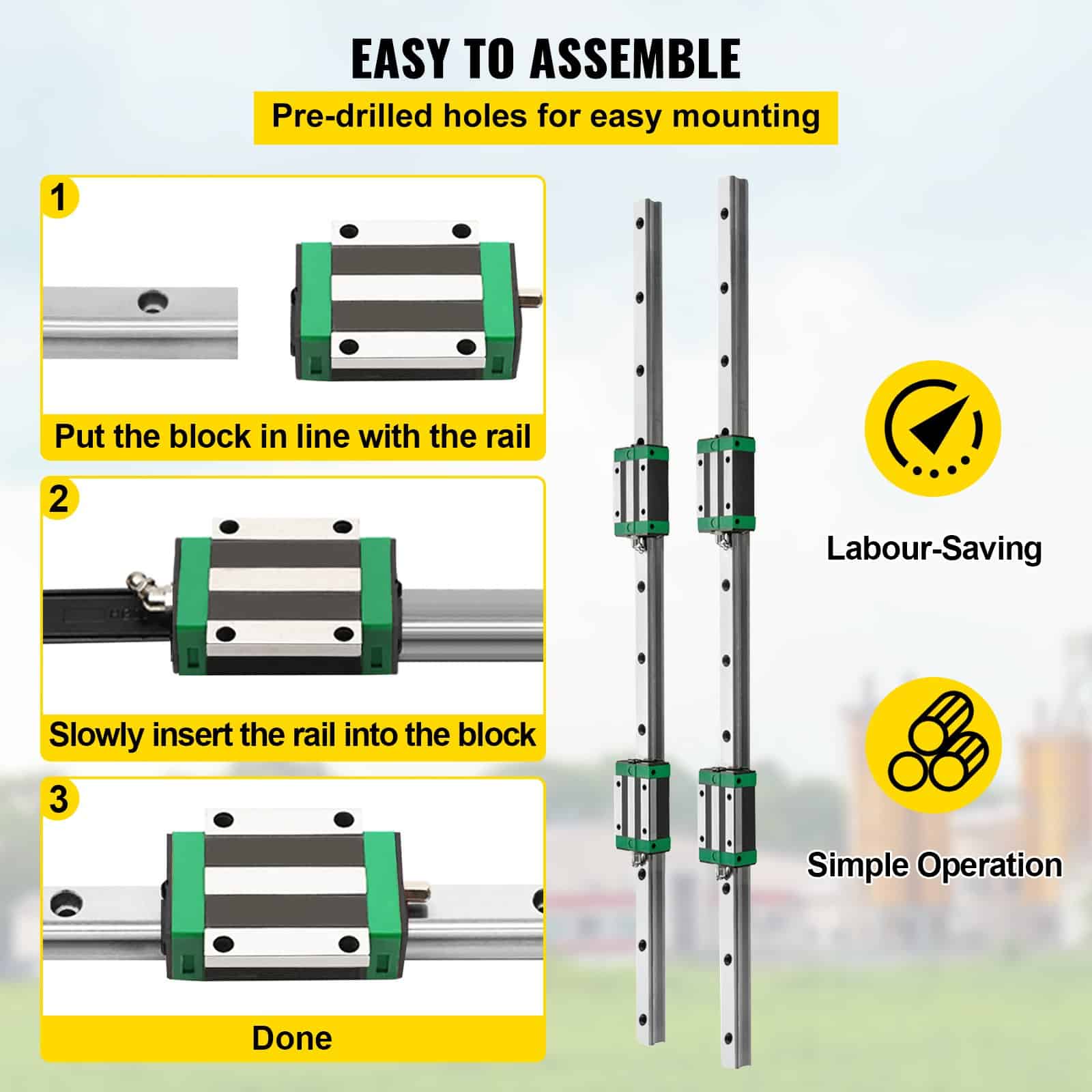 VEVOR CNC Linear Guide Kit: 2x HGR20 1000mm Rails, RM1605 Ballscrew with BF12/BK12 Supports for CNC Routers, Lathes, Mills - Image 5