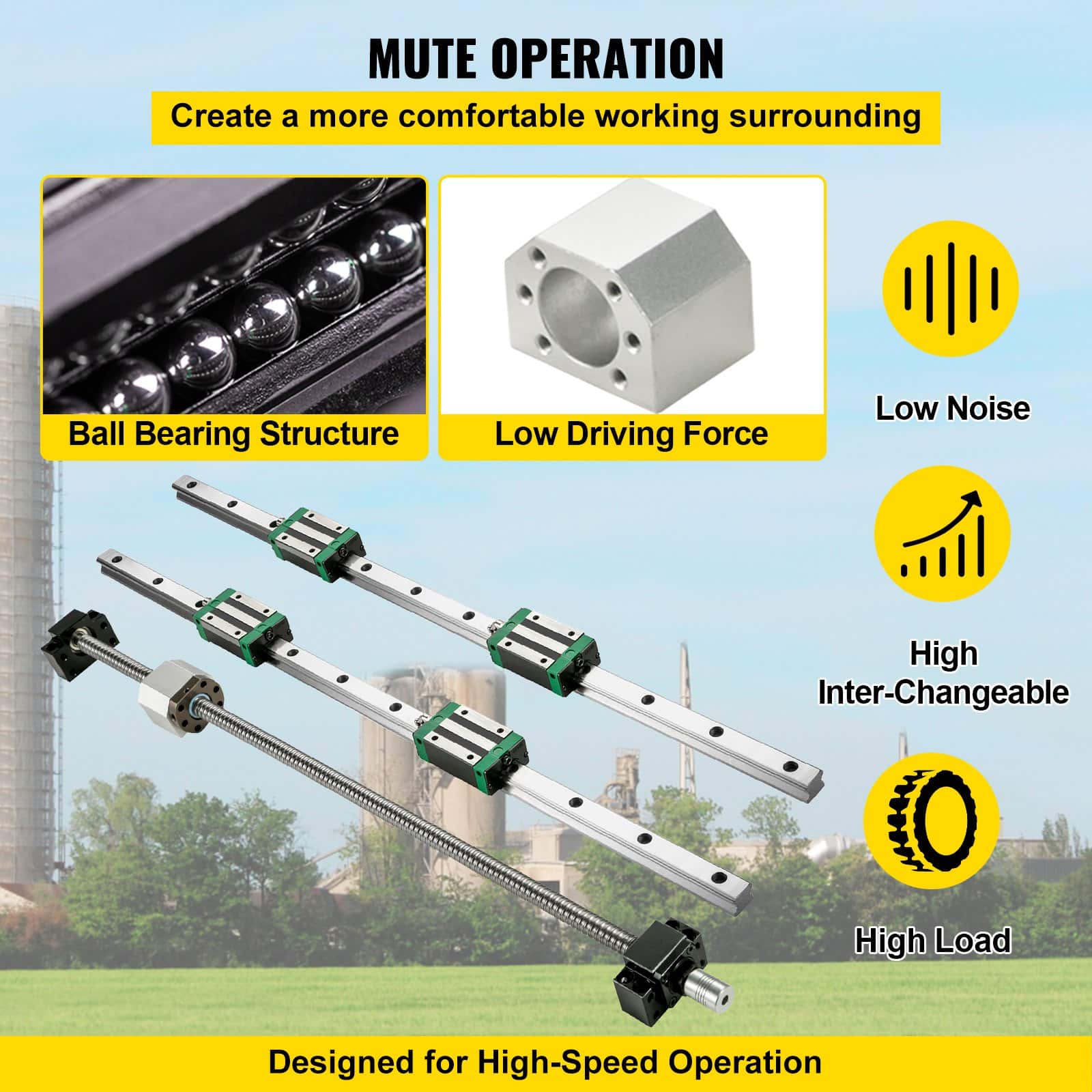 VEVOR CNC Linear Guide Kit: 2x HGR20 1000mm Rails, RM1605 Ballscrew with BF12/BK12 Supports for CNC Routers, Lathes, Mills - Image 6