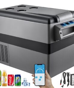 VEVOR 45L Portable Car Fridge Freezer with Bluetooth Control, 12/24V DC & 120/240V AC, -20°C to 20°C, for Home & Outdoor Use