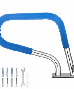 VEVOR 76x56 cm Pool Handrail, 304 Stainless Steel, 115 kg Load, Rustproof with Blue Grip Cover & Screws, for Safe Pool Entry
