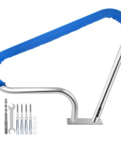 VEVOR Stainless Steel Pool Handrail 98.9x81.3 cm with Blue Grip Cover & Mounting Kit, 115 kg Load Capacity, Rustproof