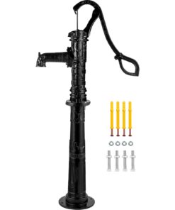 VEVOR ручний водяний насос із чавуну зі стендом 66 см, сільський стиль, глибина 6 м, легке встановлення для саду, чорний