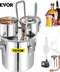 VEVOR 50L Alcohol Still Kit with Copper Coil, Thumper Keg & Thermometer – Stainless Steel Distiller for Whiskey, Wine, Brandy