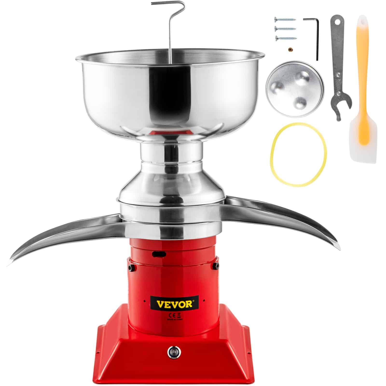 VEVOR 100L/ч Сепаратор молочного крема, чаша 5L, 10500 об/мин, нержавеющая сталь 304, электрический скиммер для коровьего и козьего молока, красный