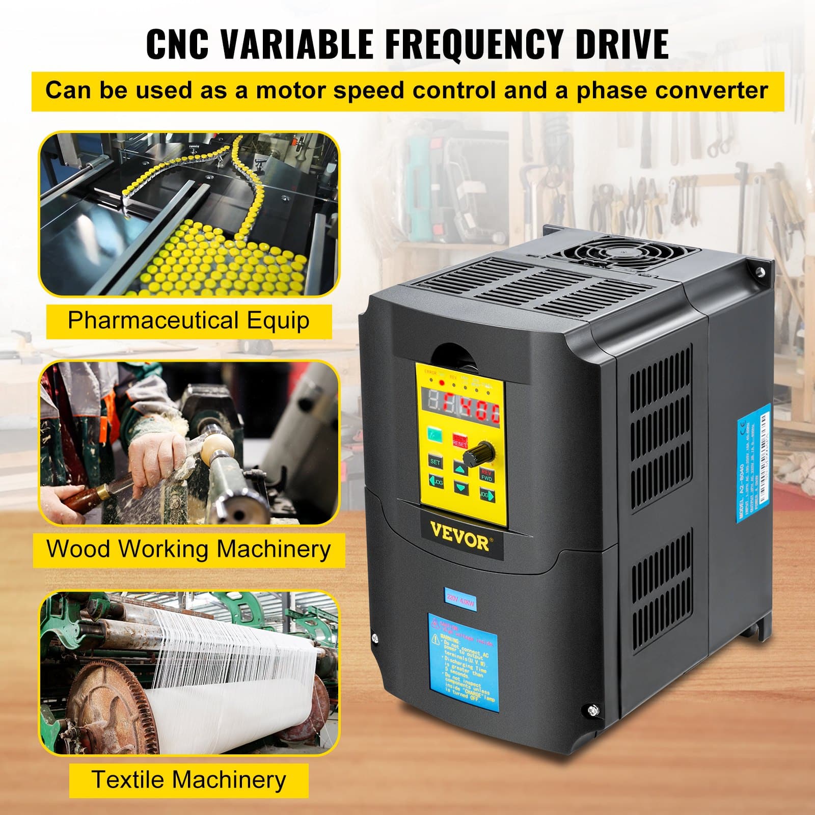 VEVOR VFD CNC Inverter Converter, 4kW 220V, 1/3 Phase Input, 3 Phase Output, Motor Speed Control, 5.5HP Variable Frequency Drive - Зображення 2