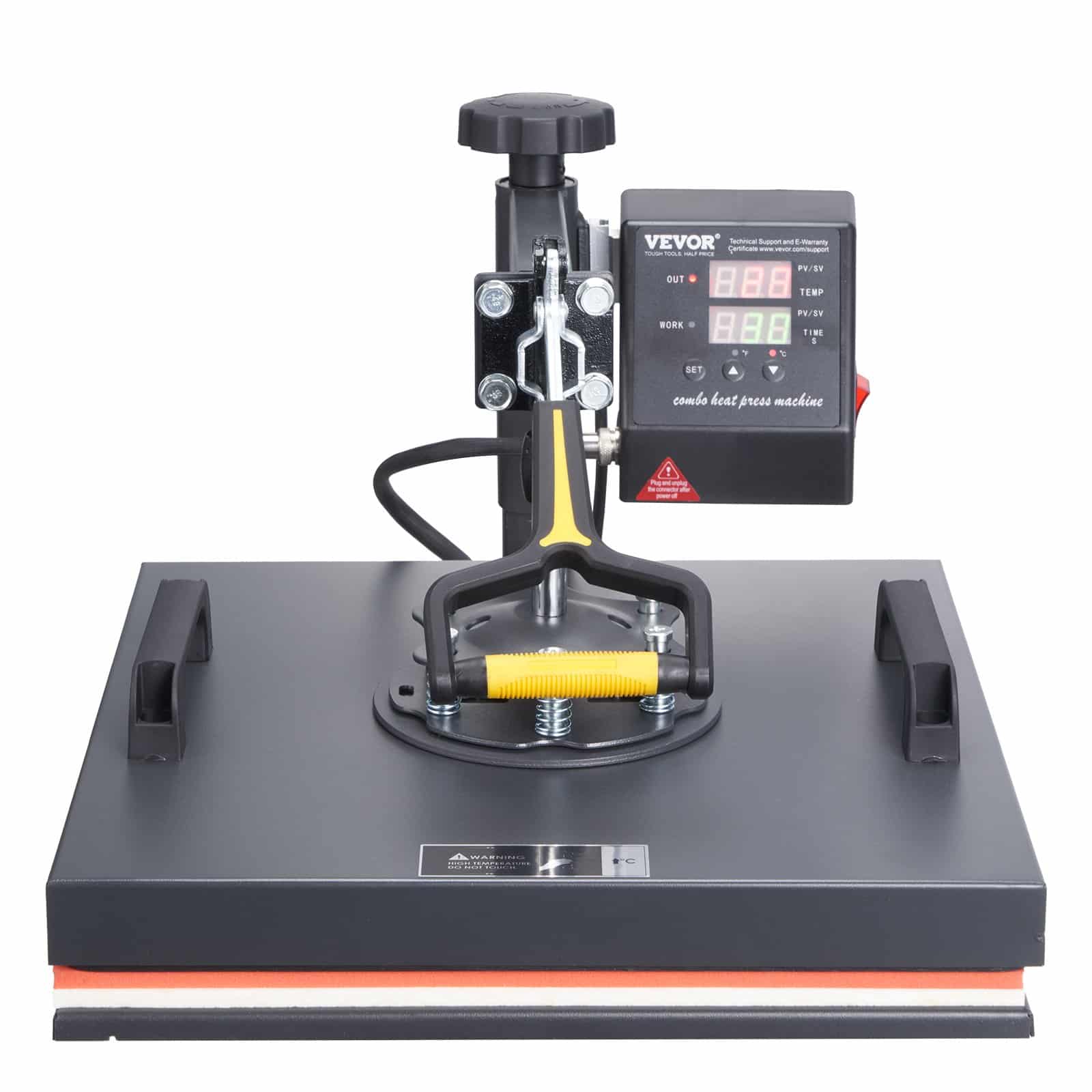 VEVOR 2-in-1 Heat Press Machine 38x38 cm with Cap Platen, Digital Control, Teflon Coating, for T-Shirts, Hats, Sublimation — attēls 12
