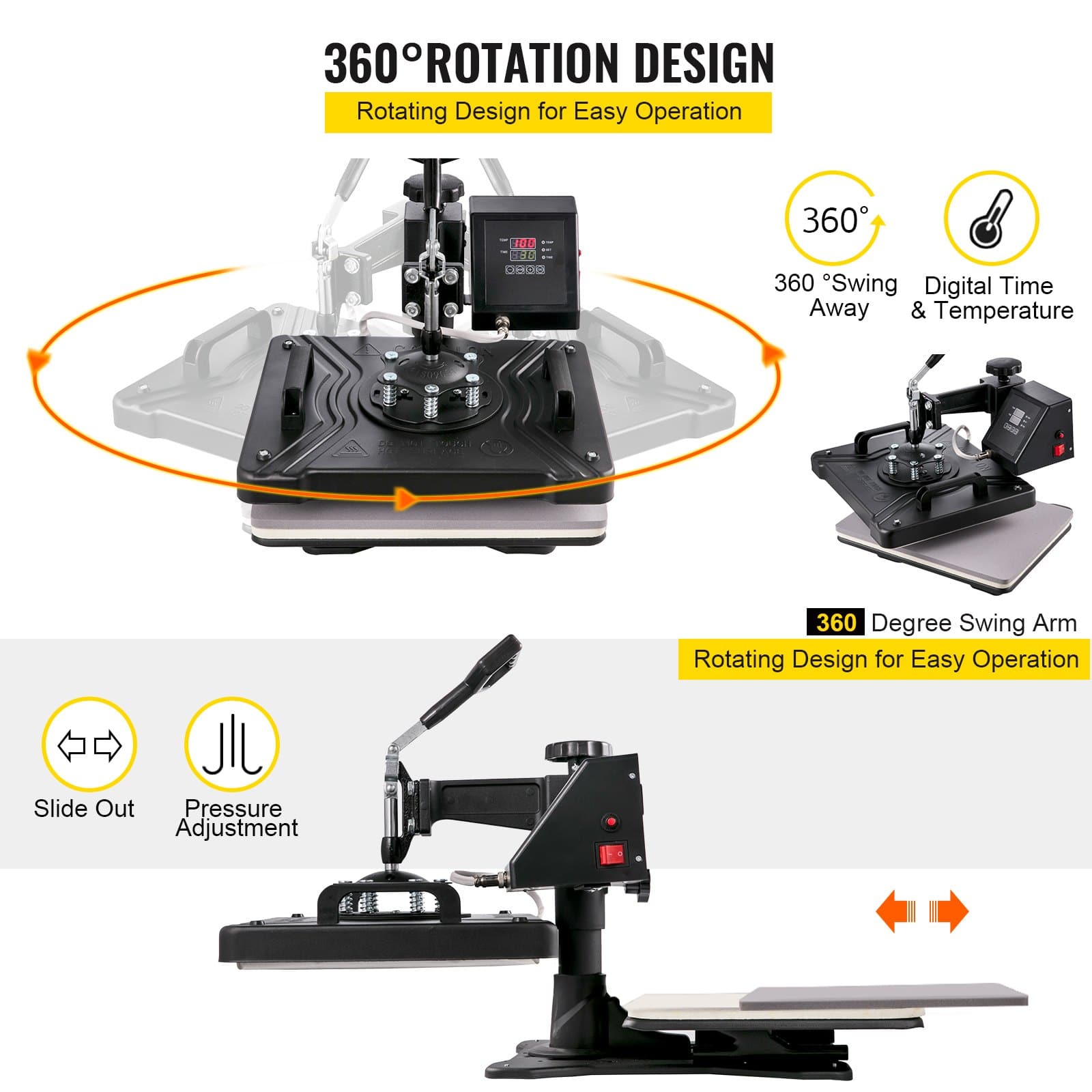 VEVOR 5-in-1 Heat Press & 71 cm Vinyl Cutter Plotter with Software, 30.5x38.1 cm Sublimation Machine for Custom Printing - Image 4