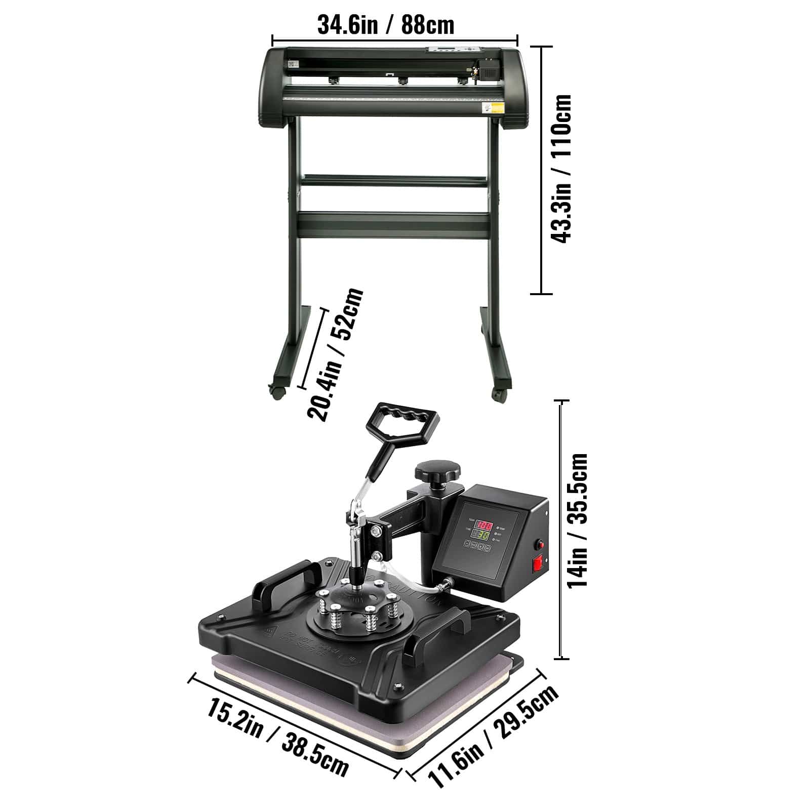 VEVOR 5-in-1 Heat Press & 71 cm Vinyl Cutter Plotter with Software, 30.5x38.1 cm Sublimation Machine for Custom Printing - Image 8