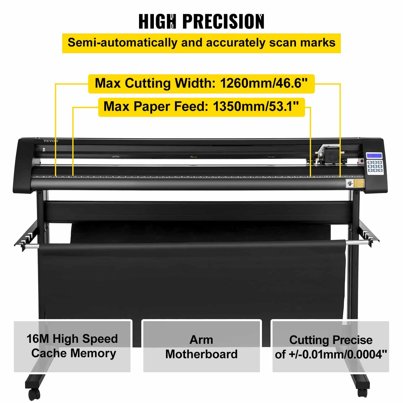 VEVOR 1350mm Vinyl Cutter Plotter with LED Screen, Optical Eye, Stand, SignCut & Signmaster Software Compatible — attēls 5
