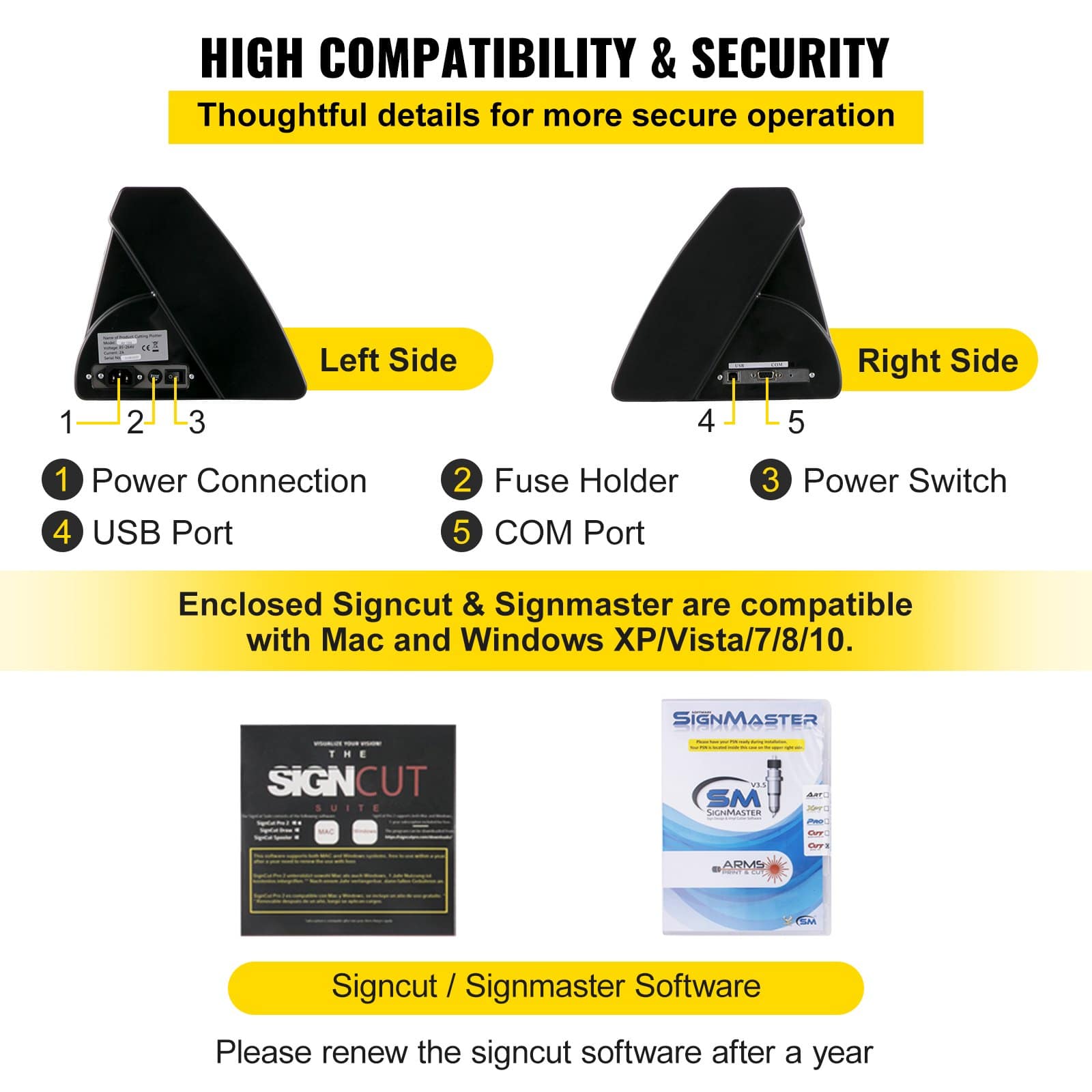 VEVOR 1350mm Vinyl Cutter Plotter with LED Screen, Optical Eye, Stand, SignCut & Signmaster Software Compatible — attēls 6