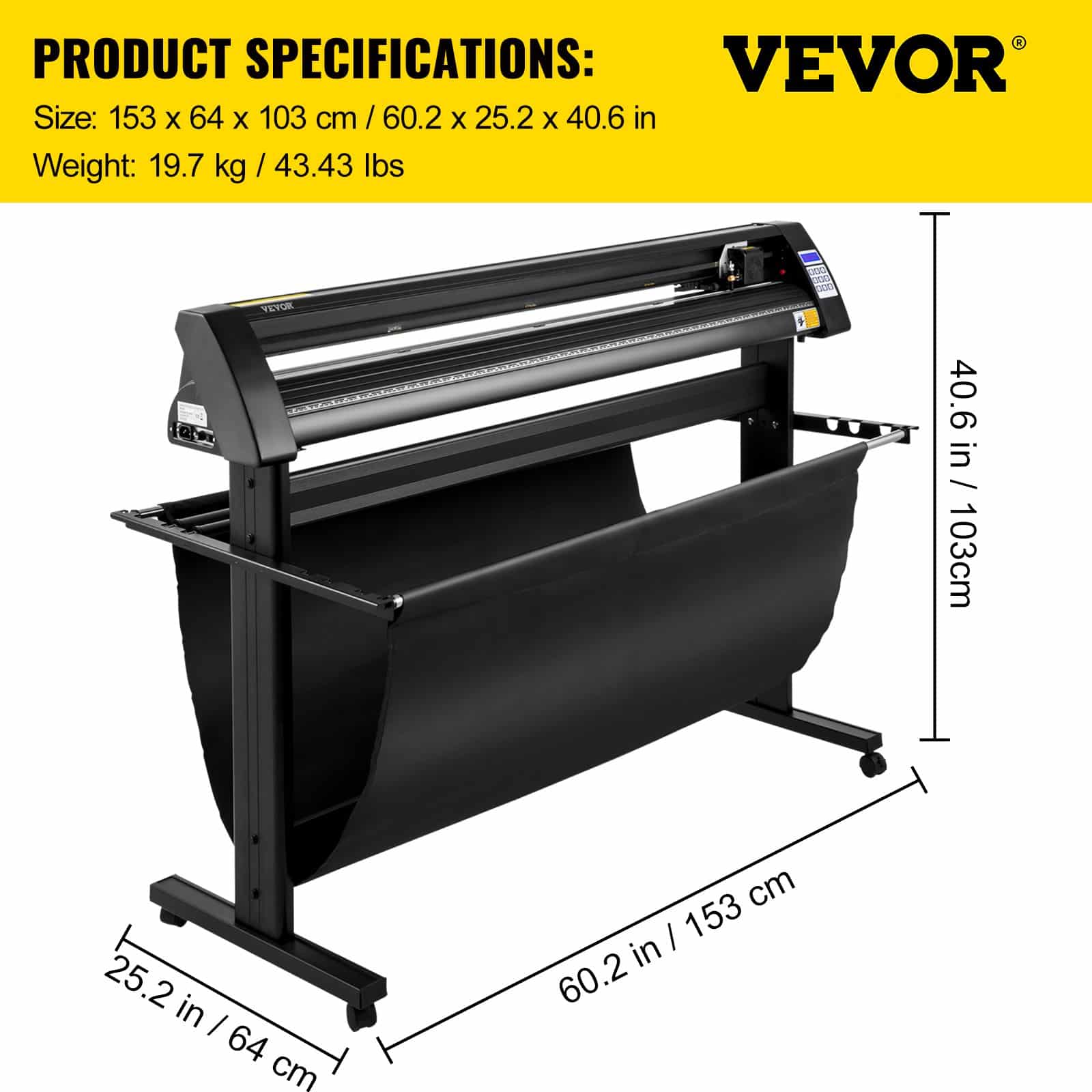 VEVOR 1350mm Vinyl Cutter Plotter with LED Screen, Optical Eye, Stand, SignCut & Signmaster Software Compatible — attēls 7