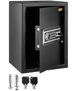 VEVOR 60L Fireproof Safe with Fingerprint & Digital Lock, Wall-Mount Security Box with Shelf for Documents, Cash, Jewelry - Black