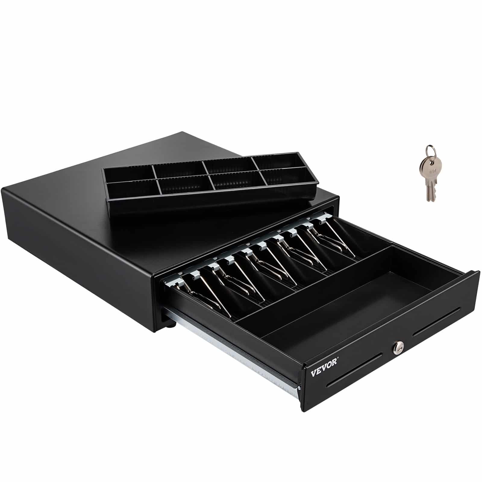 VEVOR 41x42x10 cm Cash Register Drawer, 5 Bill 8 Coin Tray, 2 Keys, Removable Design, for Shops, Bars, Restaurants