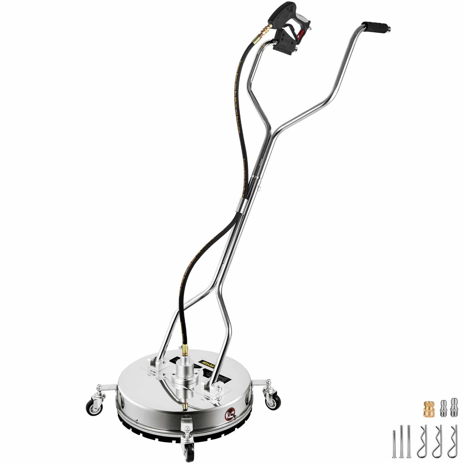 VEVOR 50, 8 см мийний засіб для чищення поверхні під тиском, 275 бар, подвійні насадки, нержавіюча сталь, колеса, для під’їзних шляхів і тротуарів