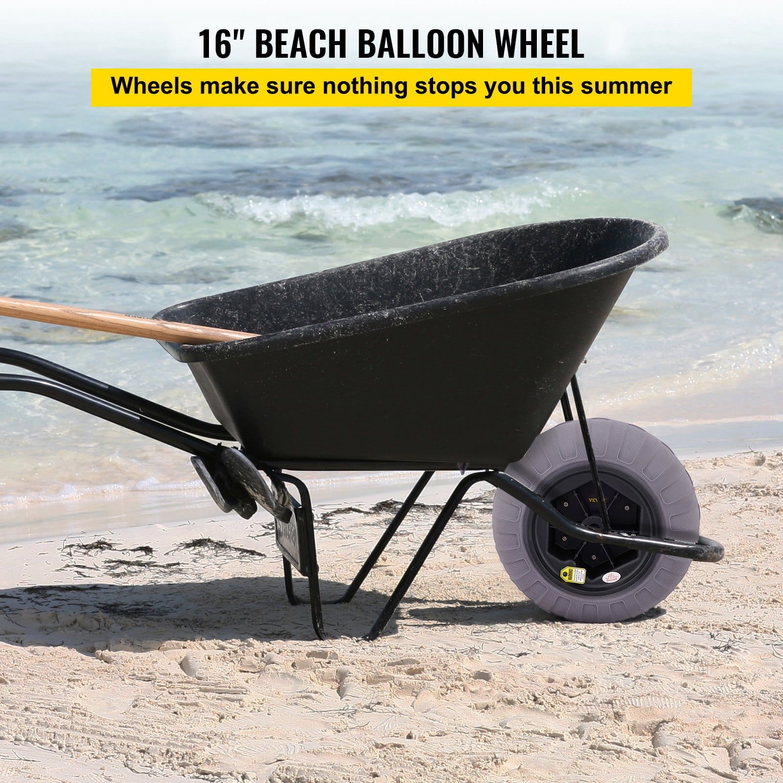VEVOR 2-Pack 40 cm Beach Balloon Wheels with Air Pump – TPU Sand Tires for Kayak, Canoe, Buggy & Cart, 80 kg Load Capacity — изображение 2