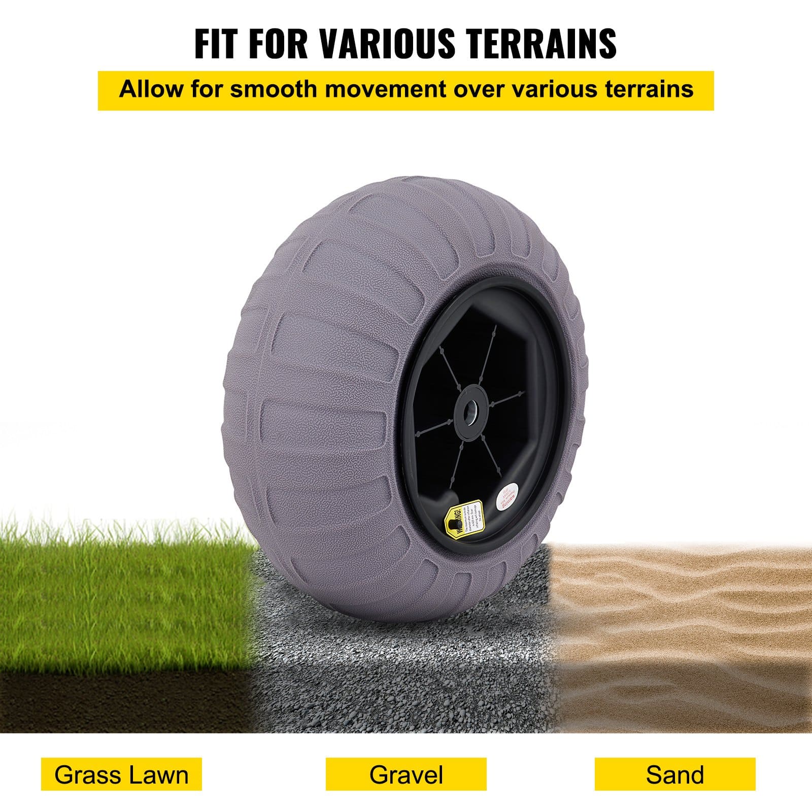 VEVOR 2-Pack 40 cm Beach Balloon Wheels with Air Pump – TPU Sand Tires for Kayak, Canoe, Buggy & Cart, 80 kg Load Capacity — изображение 5