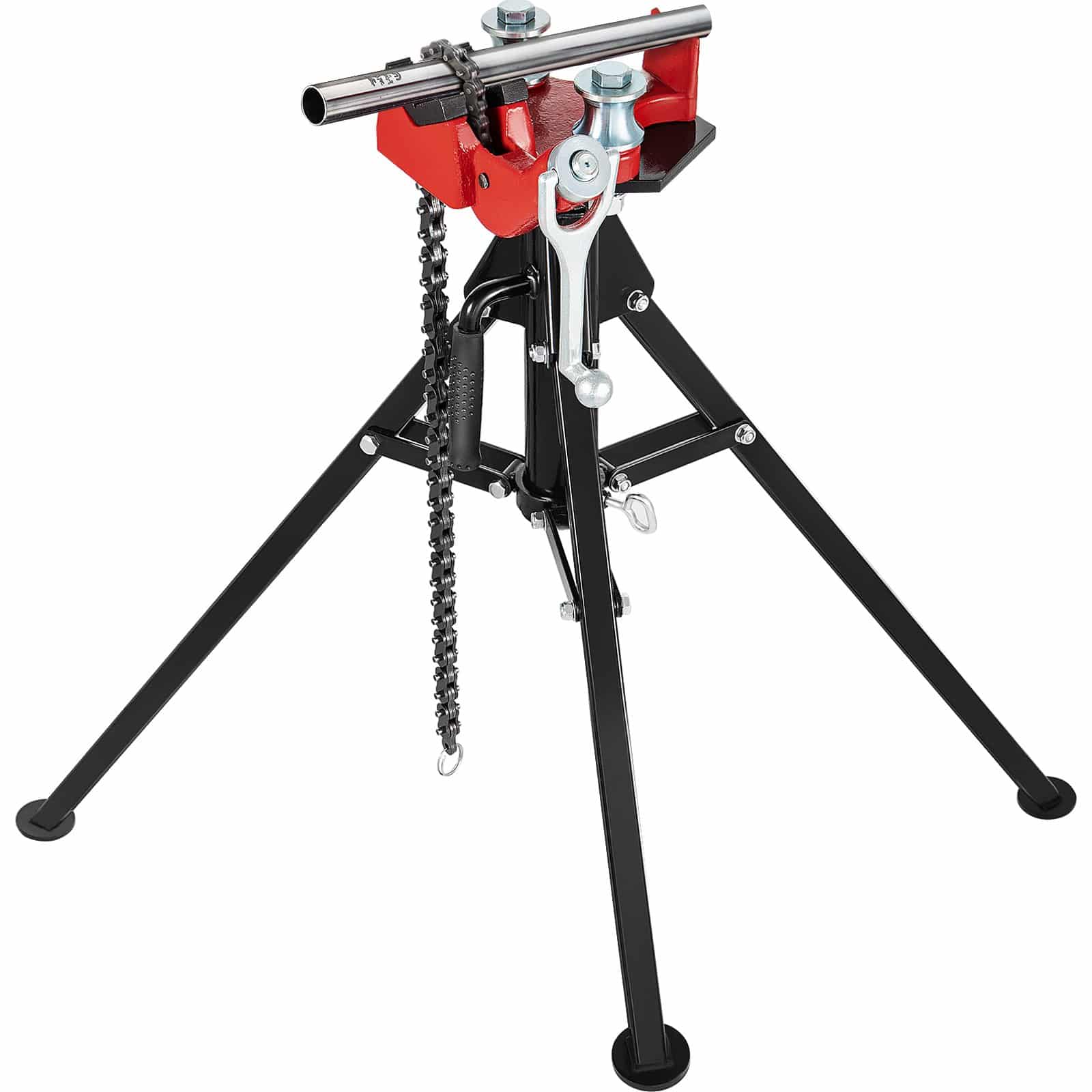 VEVOR Tripod Pipe Chain Vise, 1/8–127 mm Capacity, 92.5 cm Length, Foldable Steel Stand, with Pipe Benders for Workshop & Home
