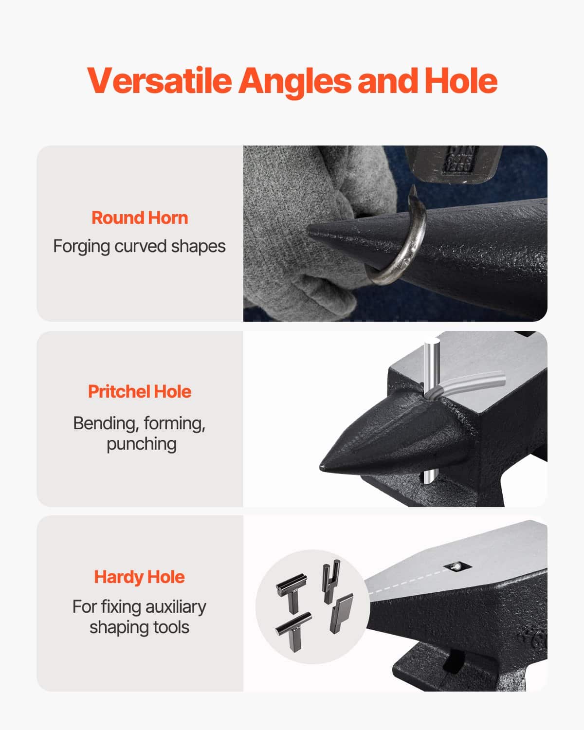 VEVOR 10kg Cast Iron Blacksmith Anvil with Single Horn, Large Work Surface, High Hardness for Shaping & Bending — изображение 5