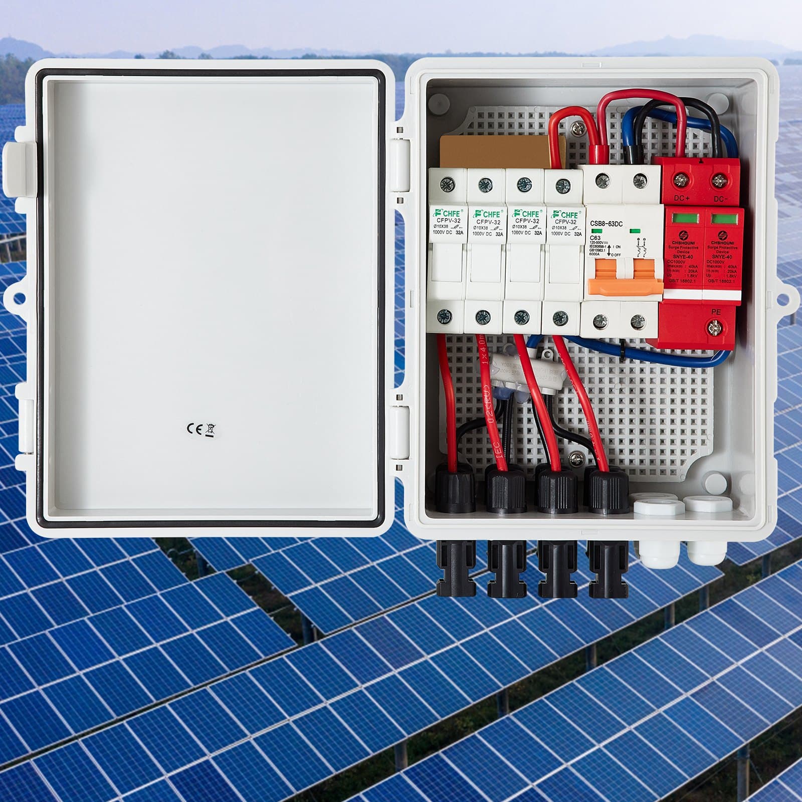 VEVOR 4-String PV Combiner Box, 15A Fuses, 63A Breaker, IP65 Waterproof, Lightning Protection, for Grid/Off-Grid Solar Systems — изображение 8