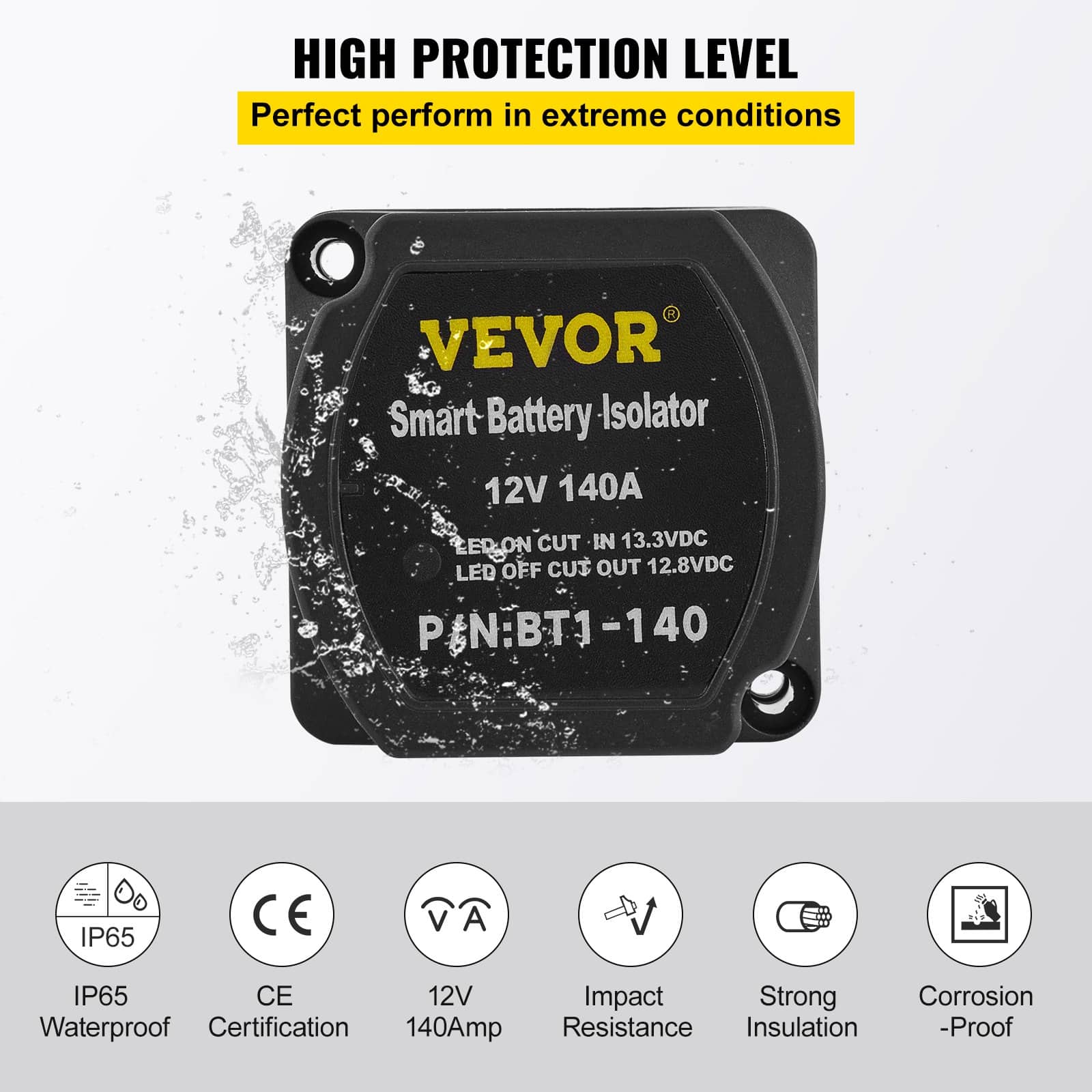 VEVOR 12V Dual Battery Isolator Kit with 140A VSR, IP65 Waterproof, 2m Cable – for RV, Marine, Car, Camper, Truck, Boat - Зображення 5
