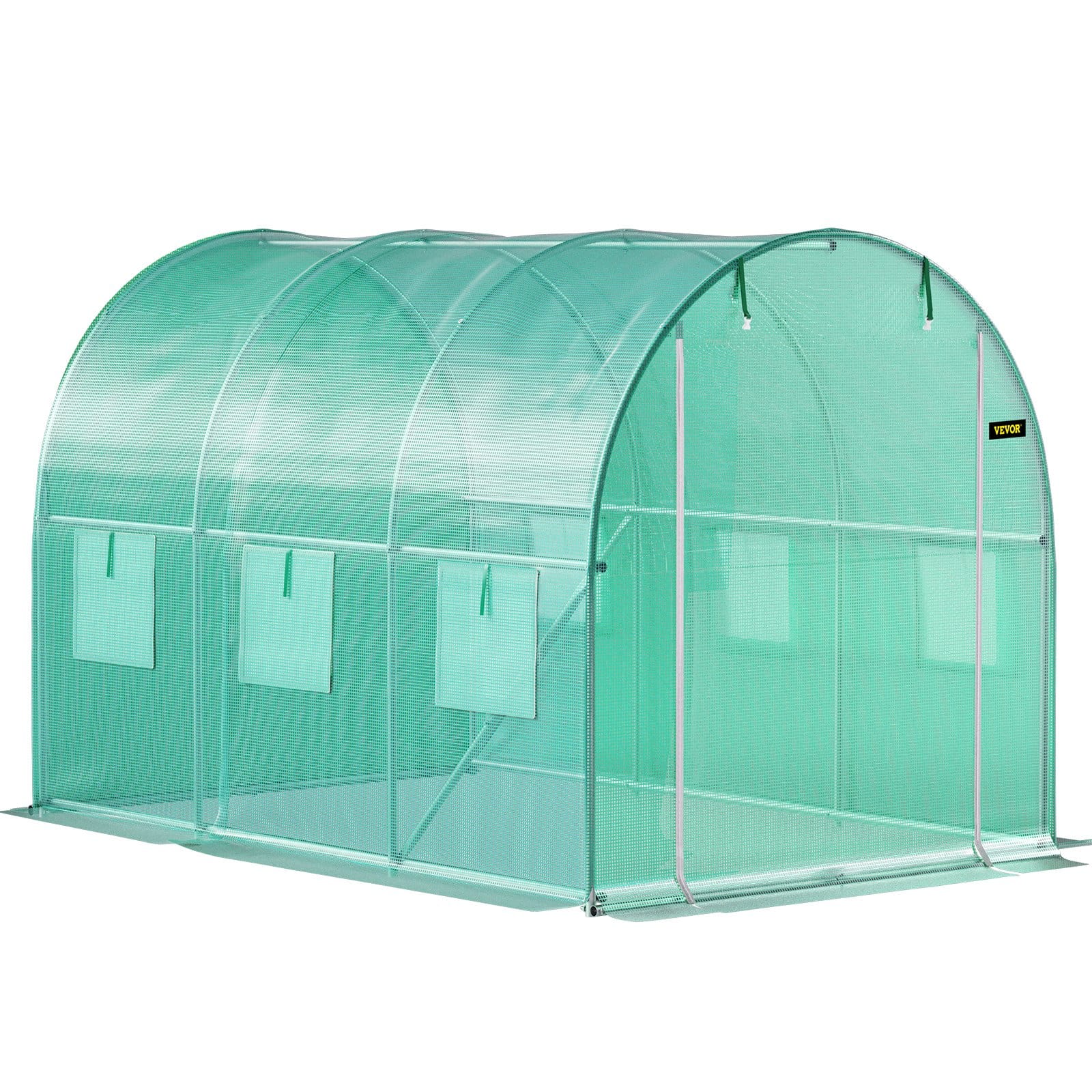VEVOR 3x2x2 m Walk-in Tunnel Greenhouse with Galvanized Steel Frame, PE Cover, 6 Windows, Zippered Door, Green — изображение 12