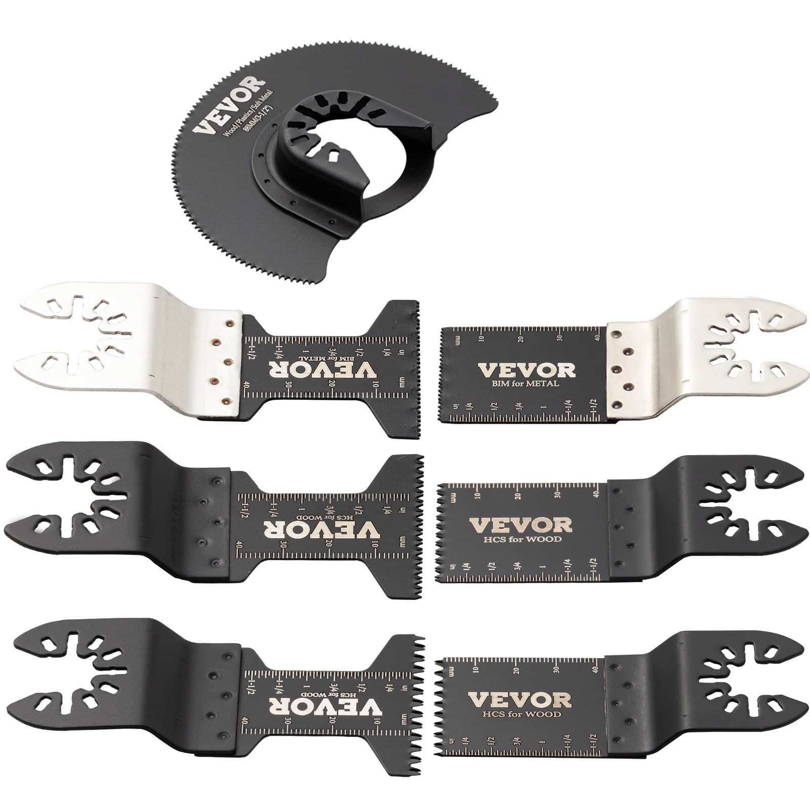 VEVOR 50 PCS Oscillating Multitool Saw Blades Set, HCS & Bi-Metal Blades for Wood, Plastic, Metal – Compatible with Major Brands - Pilt 12