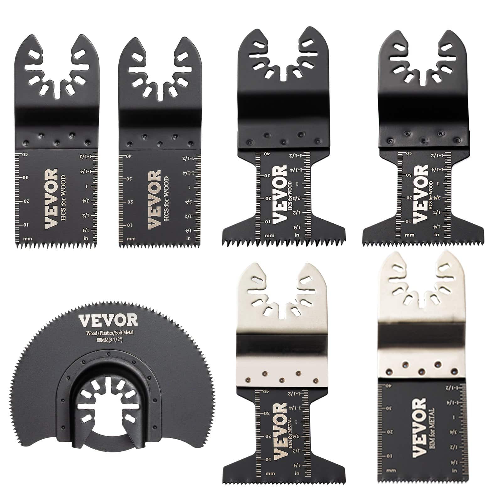 VEVOR 50 PCS Oscillating Multitool Saw Blades Set, HCS & Bi-Metal Blades for Wood, Plastic, Metal – Compatible with Major Brands - Pilt 9
