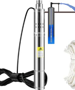VEVOR 550W Deep Well Submersible Pump, 35L/min, 108m Head, Sand Resistant, 20m Cord, Stainless Steel, IP68, 230V for Home & Farm