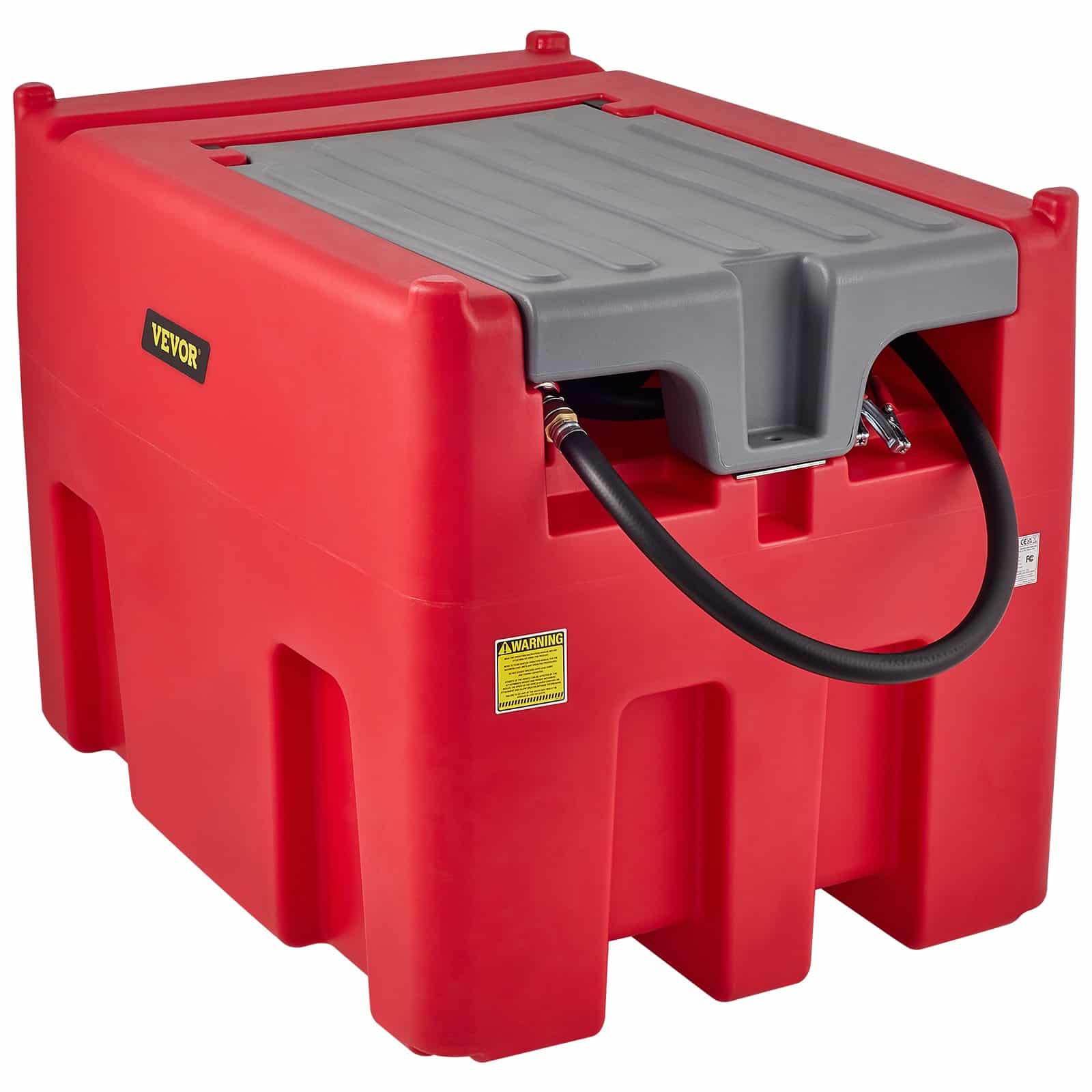 VEVOR 439.1L Portable Diesel Transfer Tank with 12V Electric Pump, 10.6 GPM Flow, 399.3 cm Hose, Red PE Fuel Tank