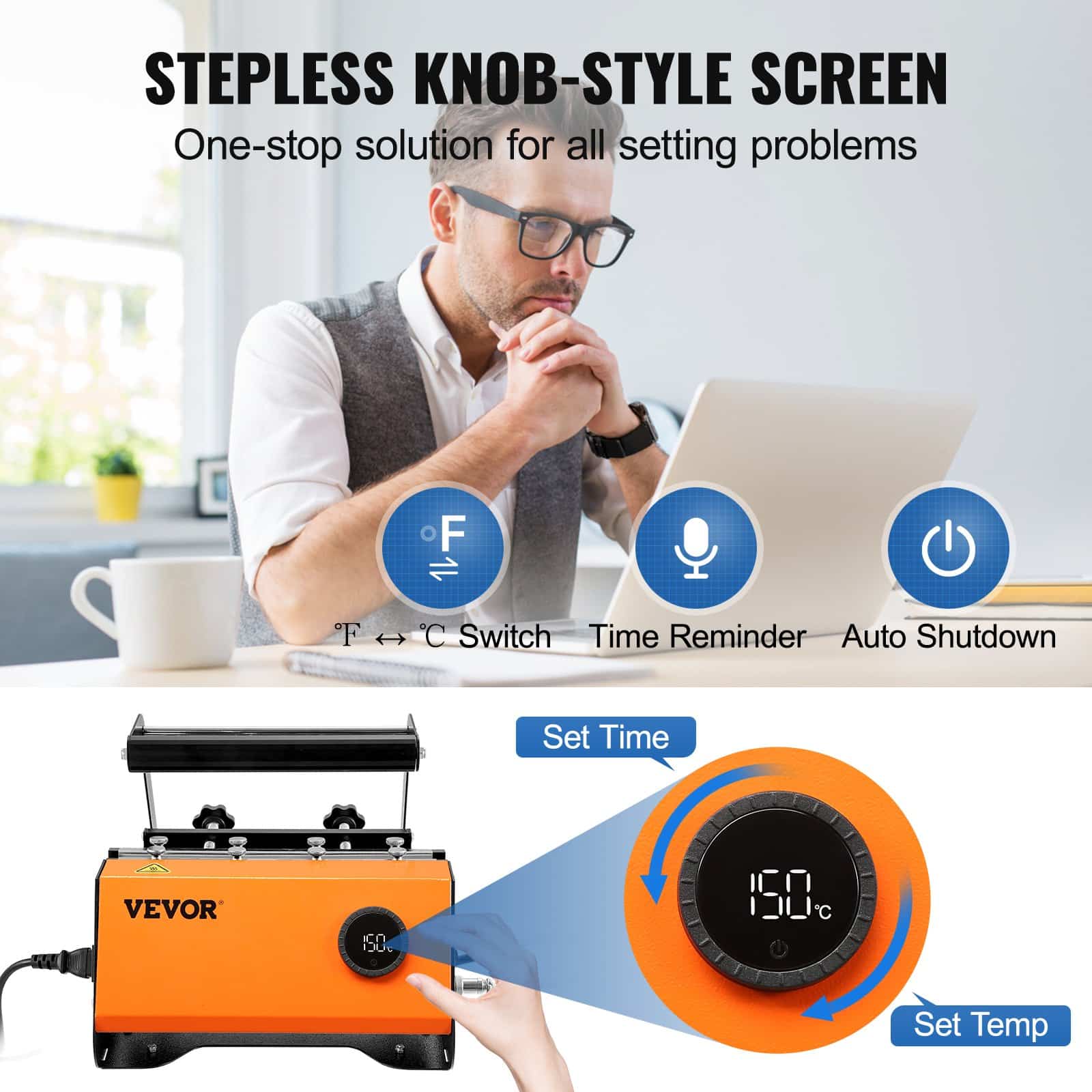 VEVOR Mug Heat Press 850.5g – Sublimation Tumbler Heat Press for 11–30oz Ceramic, Glass, Steel Mugs with Gloves & Tape — изображение 4