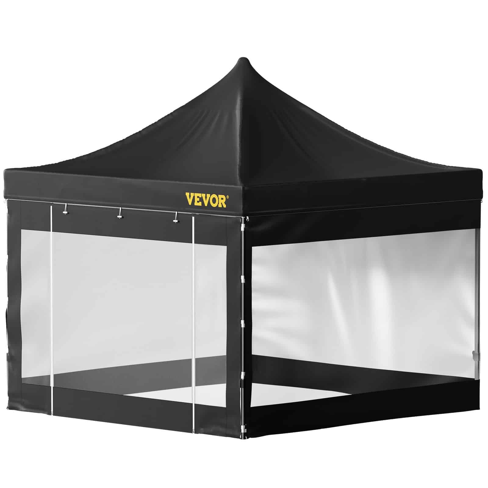 VEVOR 3x3 m Pop Up Canopy Tent with Removable PVC Sidewalls, UV & Waterproof Gazebo with Wheeled Bag for Outdoor Use, Black - Зображення 9