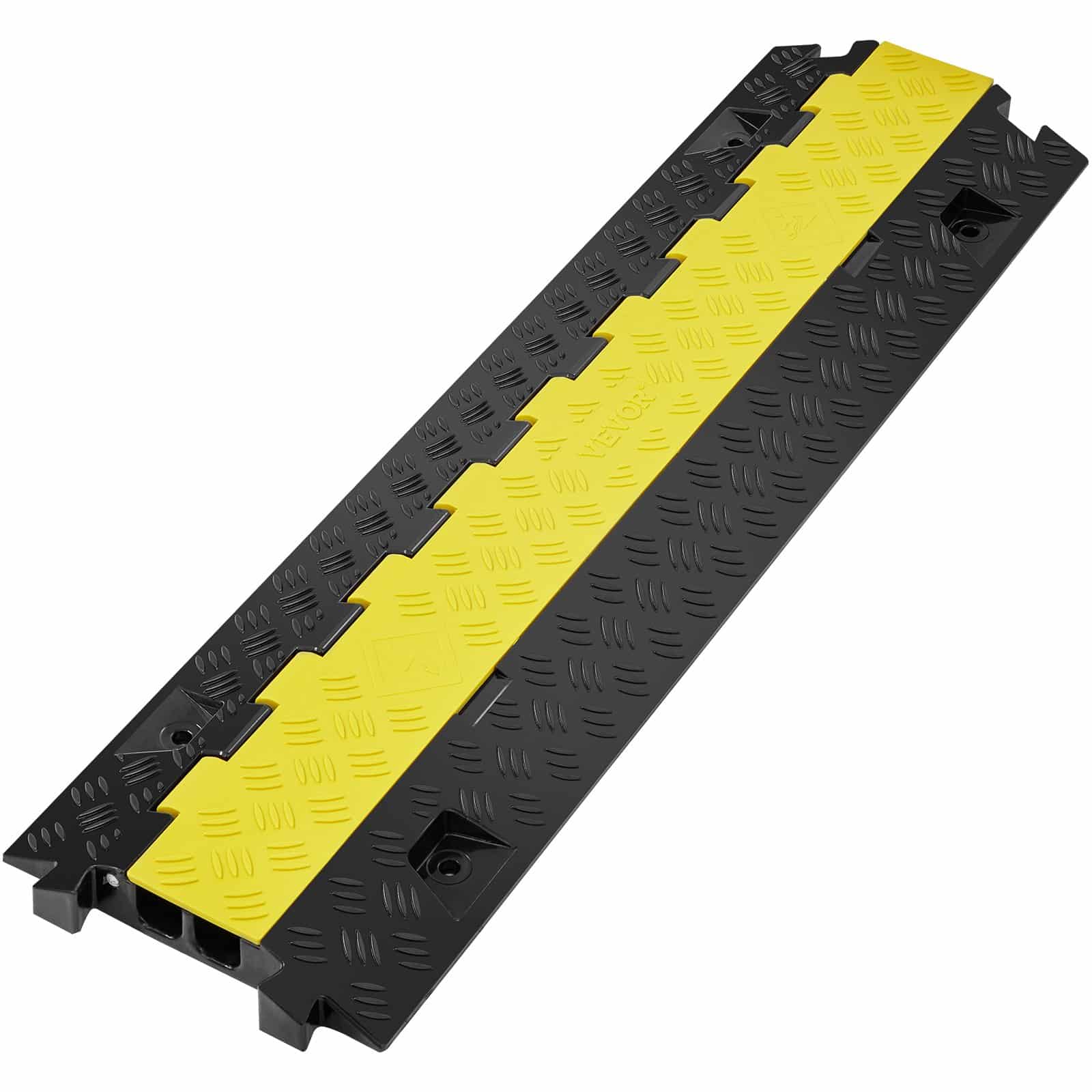 VEVOR 2-Channel Cable Protector Ramp 91.8x25x4.3 cm, TPU/TPR Cover, 9979 kg/axle Load, for Indoor & Outdoor Use