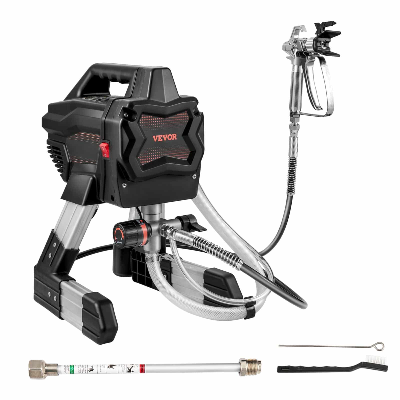 VEVOR 650W Airless Paint Sprayer, 2900 PSI, 7/8HP Electric Paint Machine with 30cm Extension Rod, Hose & Cleaning Kit