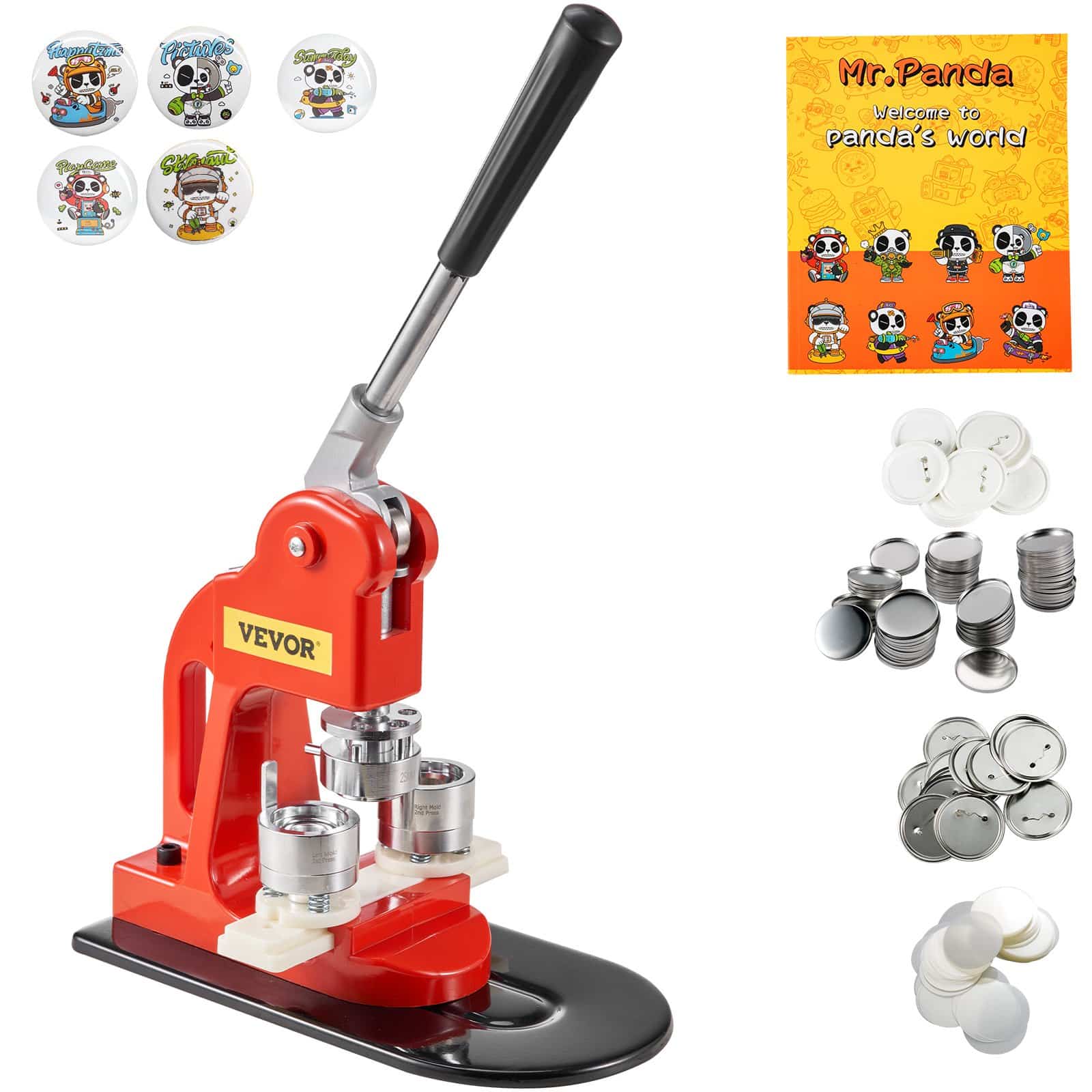 VEVOR 25mm Button Maker Kit with 500 Parts, Circle Cutter & Magic Book – DIY Badge Machine for Kids & Gifts