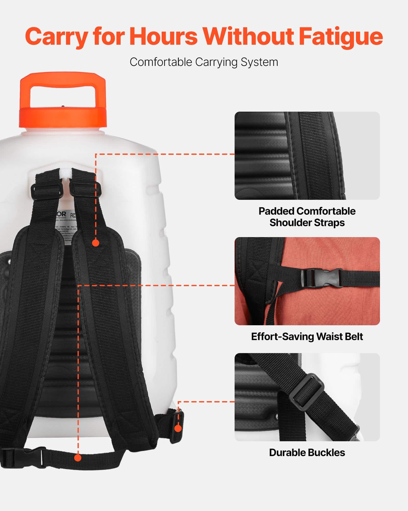 VEVOR 15L Battery Backpack Sprayer with 0–6.2 bar Adjustable Pressure, 8Ah Battery, 8 Nozzles, 2 Wands - Pilt 5