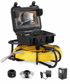 Камера для проверки канализации VEVOR с экраном 22,9 см 720p, кабелем 91,5 м, камерой 1MP IP68, видеорегистратором и светодиодом для труб 25150 мм