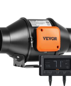 VEVOR 102 мм Тихий встроенный вентилятор с двигателем EC, 349 м³/ч Контроллер воздушного потока и температуры/влажности для гидропоники и вентиляции