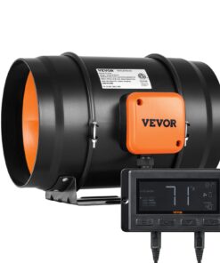 Вентилятор VEVOR 203 мм с рядным воздуховодом 807 м³/ч и регулятором температуры и влажности, тихий двигатель EC для выращивания палаток и вентиляции