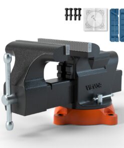 Тиски VEVOR 15,2 см с наковальней и поворотным основанием 360°, раскрытие 15 см, чугун 60 000 PSI, устойчивы к коррозии