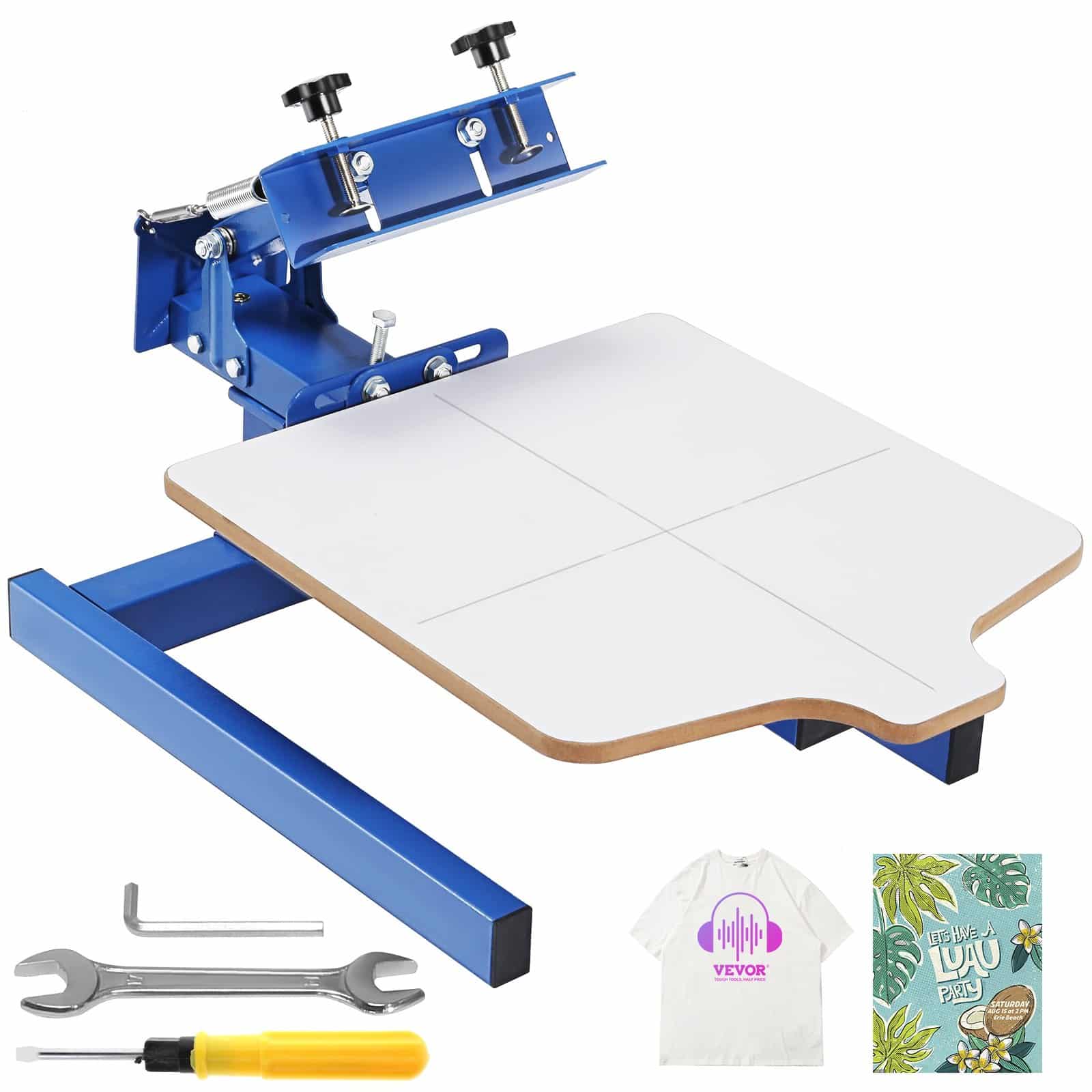 VEVOR 1-Color 1-Station Screen Printing Press, 54x45cm, Adjustable Pallet, T-Shirt DIY Machine for Home & Small Business