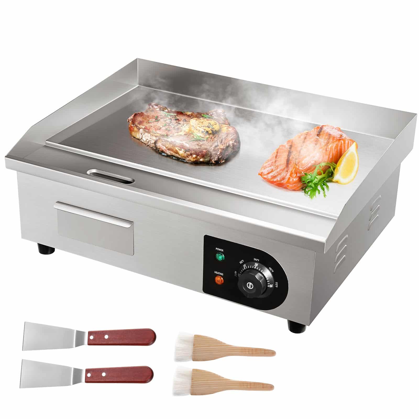 VEVOR 3000W Commercial Electric Griddle 54x30 cm Flat Top Grill with Adjustable Temp & Non-Stick Plate