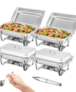 VEVOR 4-Pack Full-Size 7.6L Stainless Steel Chafing Dish Set with Fuel Holders for Buffet & Catering