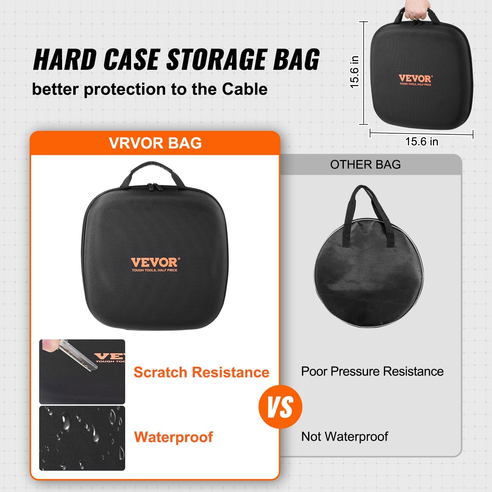 VEVOR Type 2 to Type 2 EV Charging Cable 32A 22kW 5m 3-Phase IP66 Waterproof for Electric & Hybrid Cars with Carry Bag - Pilt 4