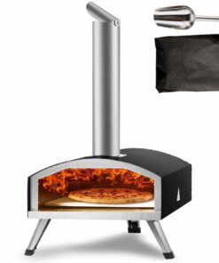 VEVOR 12-inch Portable Outdoor Pizza Oven - Wood/Charcoal Fired, Stainless Steel Grill with Stone, Cover & Shovel