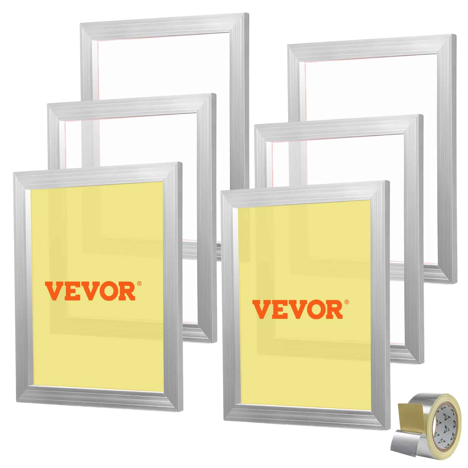 VEVOR Silk Screen Printing Kit – 6pcs 110 Mesh Aluminum Frames 40.6x50.8 cm for Fabric, Paper, Wood & More