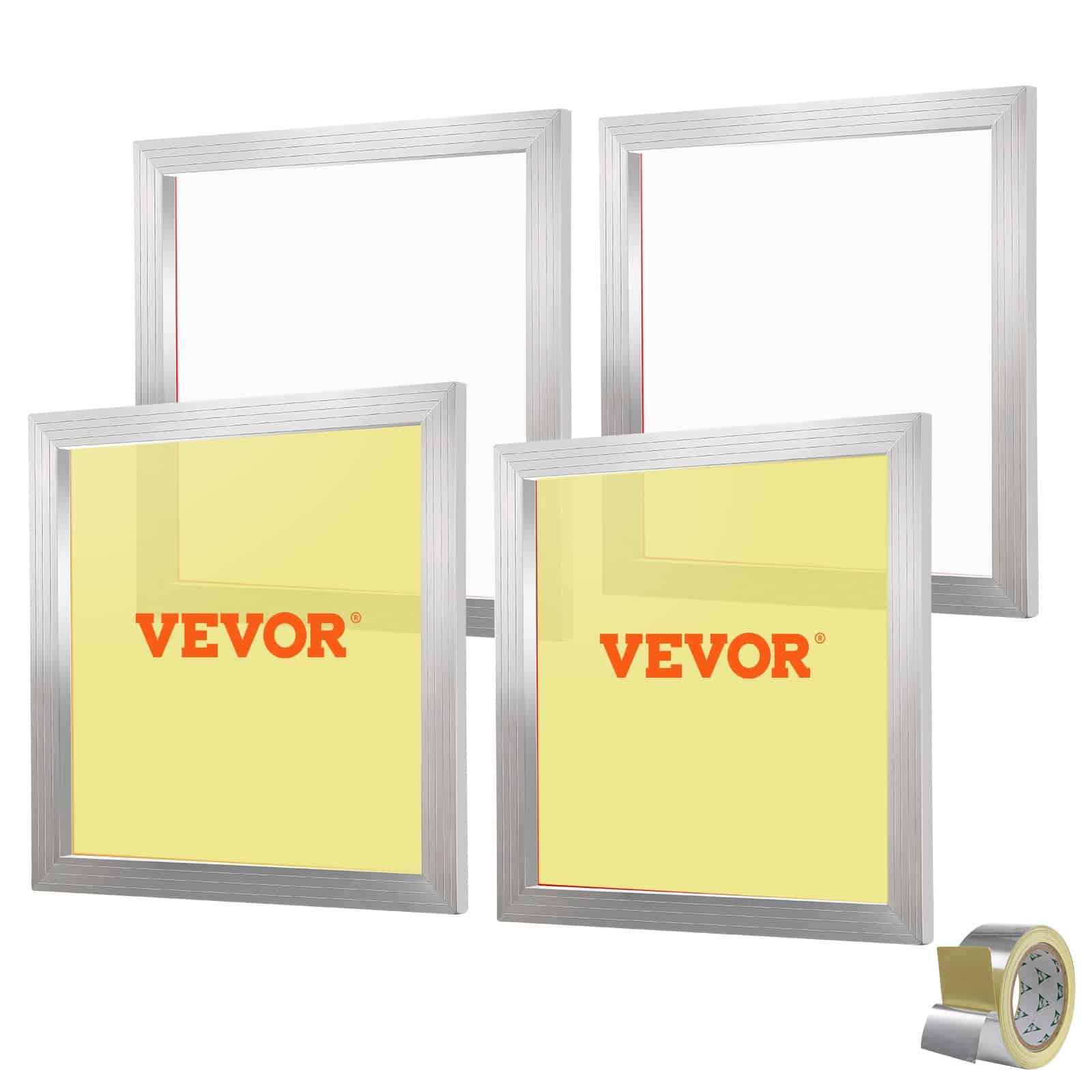 VEVOR Silk Screen Printing Kit 4pcs Aluminum Frames 50.8x50.8 cm with 110 Mesh for Fabric, Wood, Glass & More