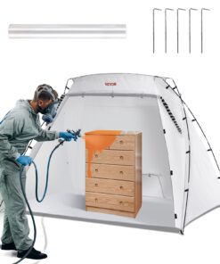 VEVOR 2.3x1.6x1.6m Portable Spray Paint Tent with Floor & Mesh, Foldable Paint Booth for DIY Furniture & Hobby Projects