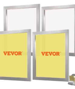 VEVOR Набор для Шелкографии с 4 Алюминиевыми Рамками, 51x61см, Сетка 355, Высокопрочный Нейлон, Лента для Печати на Футболках