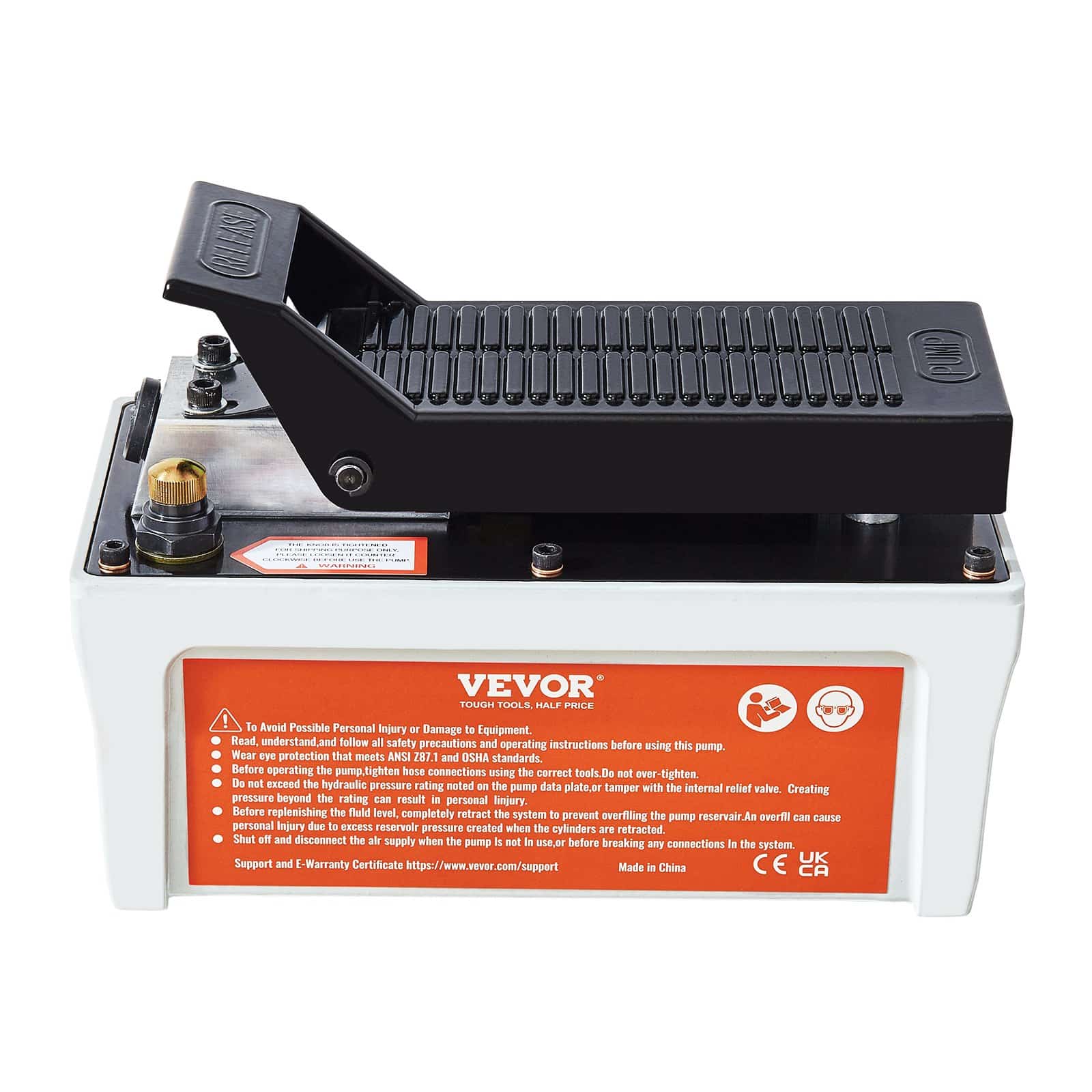 VEVOR Air Hydraulic Foot Pump, 6895 Bar, 1.9L Tank, 2m Hose, NPT 10mm Outlet, 6.4mm Inlet, for Auto Body & Frame Machines, Gray - Image 10