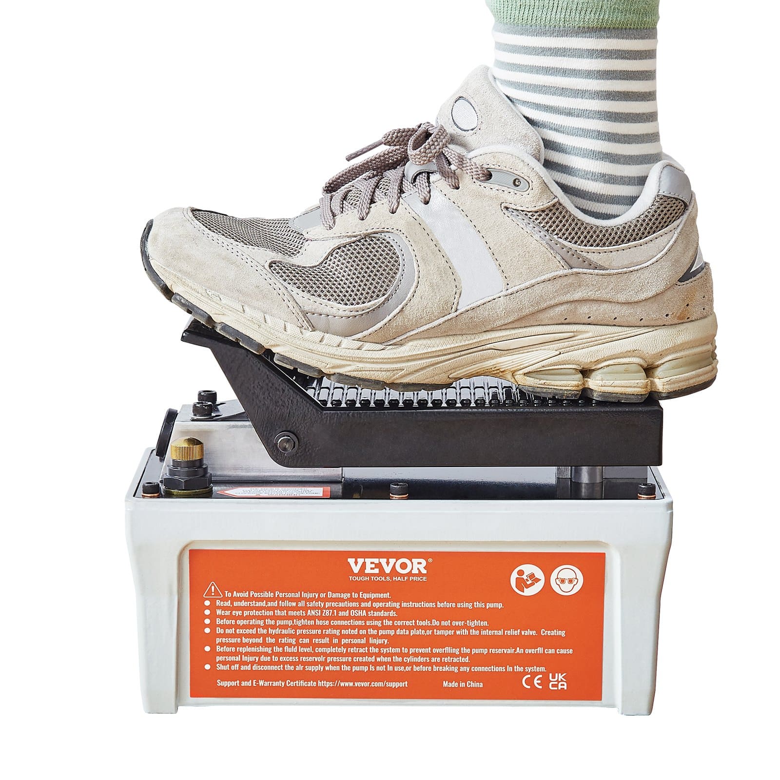 VEVOR Air Hydraulic Foot Pump, 6895 Bar, 1.9L Tank, 2m Hose, NPT 10mm Outlet, 6.4mm Inlet, for Auto Body & Frame Machines, Gray - Image 12